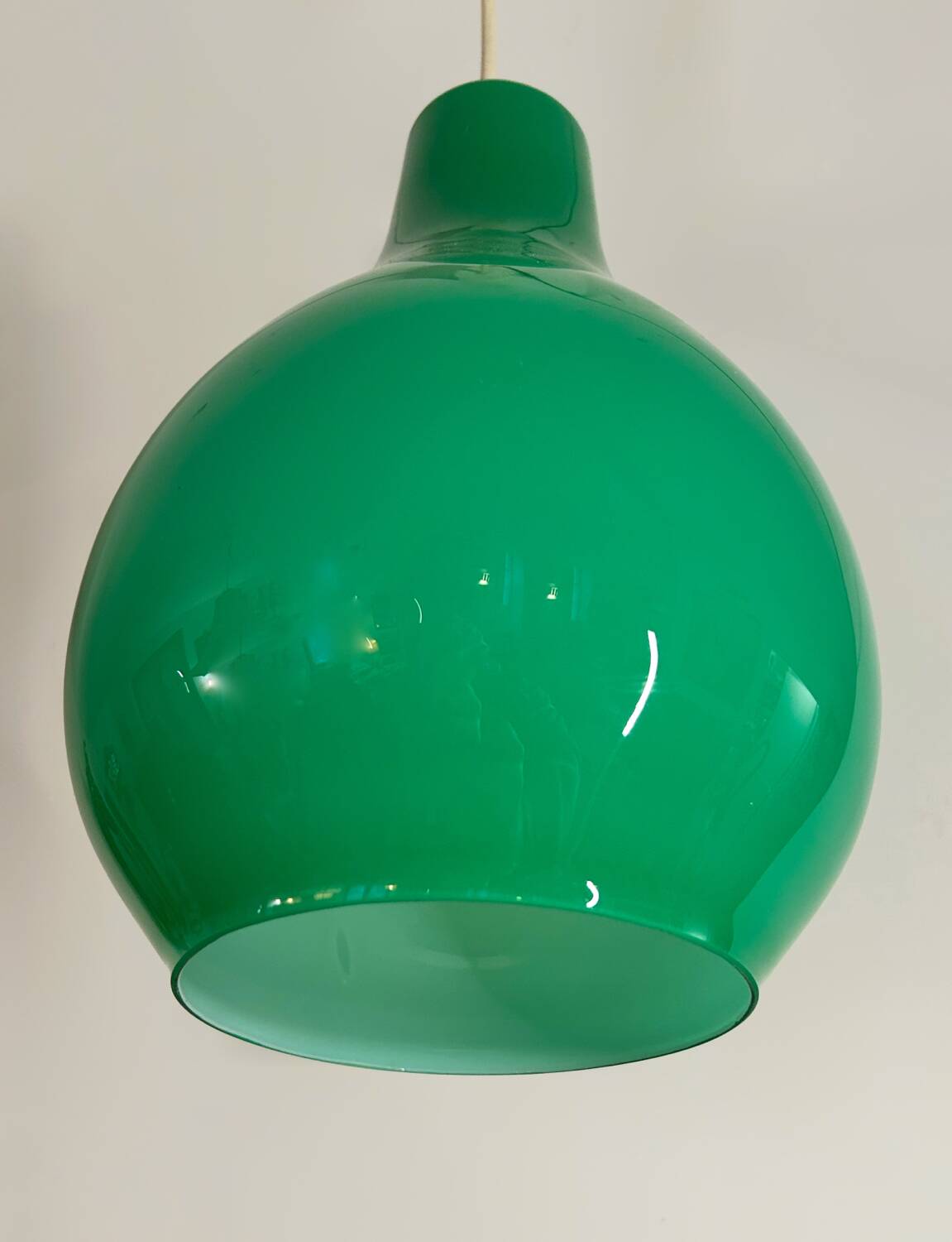 Green opaline chandelier design from the 70s