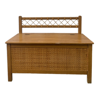 Vintage wood/rattan toy chest