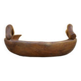 Dish with vintage olive wood handles, brutalist dish, tableware