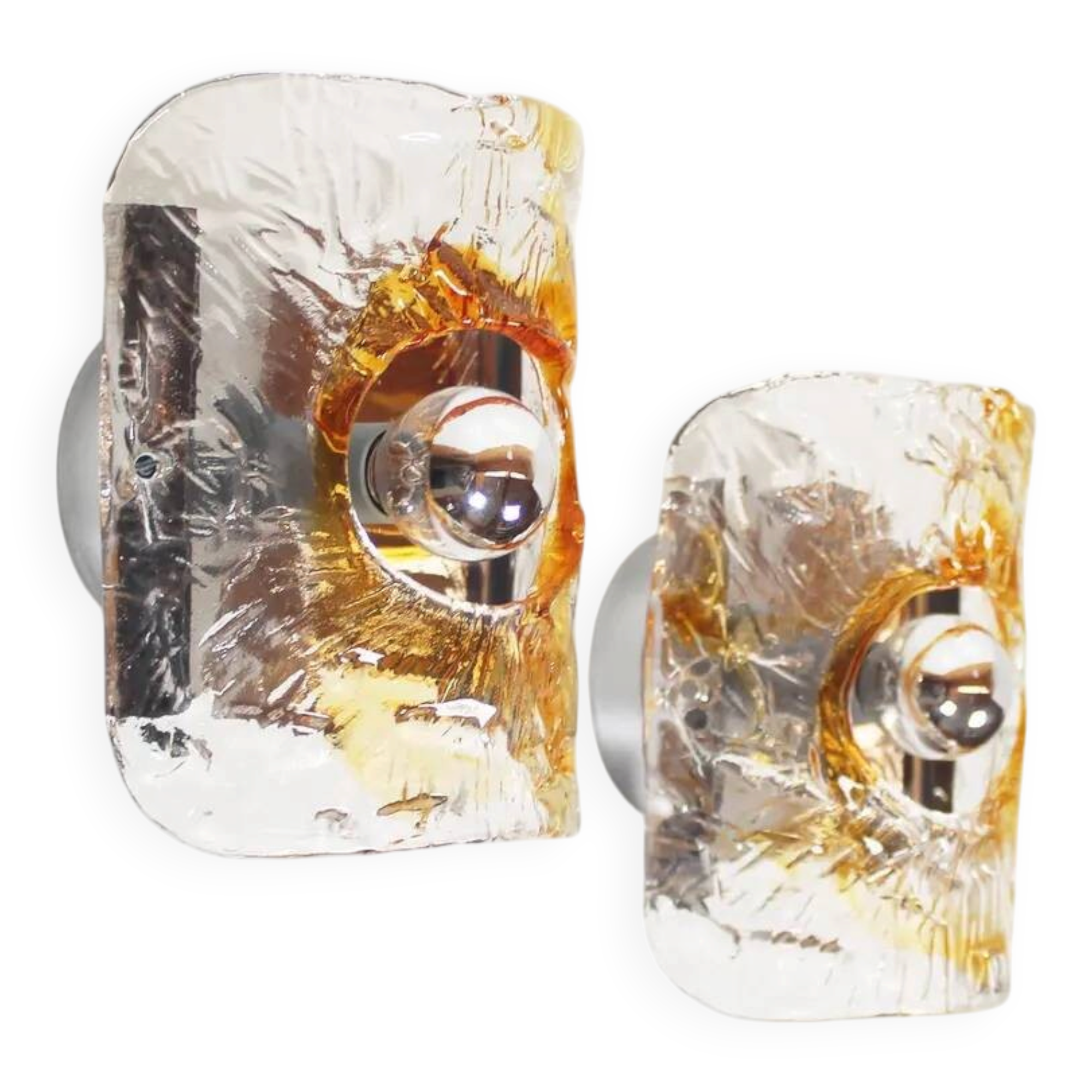 Pair of 1970's Murano glass wall sconces by AV Mazzega - 2 pairs available