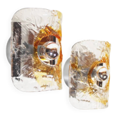 Pair of 1970's Murano glass wall sconces by AV Mazzega - 2 pairs available