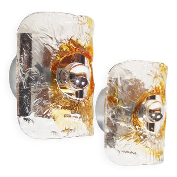 Pair of 1970's Murano glass wall sconces by AV Mazzega - 2 pairs available