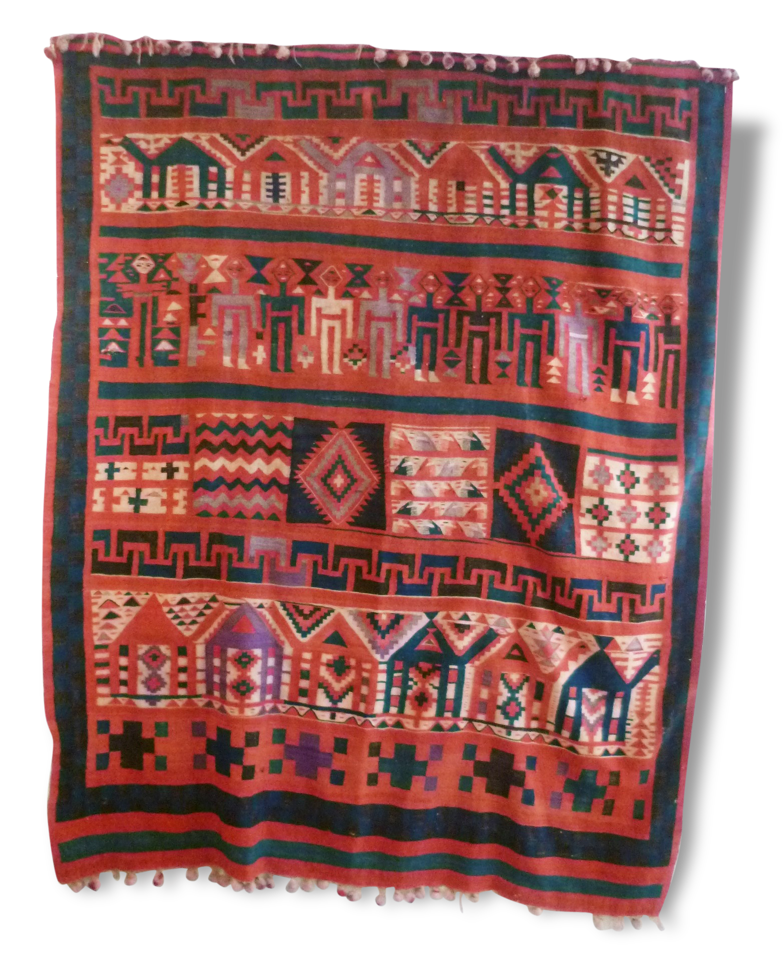 Rare old carpet hanging nomadic Berber kilim, 240 x 190
