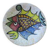PLATE Large Plate decorated with Naive Fish SANGUINO TOLEDO Spain - 1950s 60s