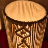 Pair of vintage lamps in woven cotton wood, scandinavian style, 31x11 cm