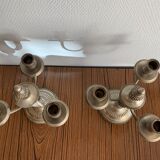 Pair of candlestick 3 branches in tin