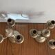Pair of candlestick 3 branches in tin