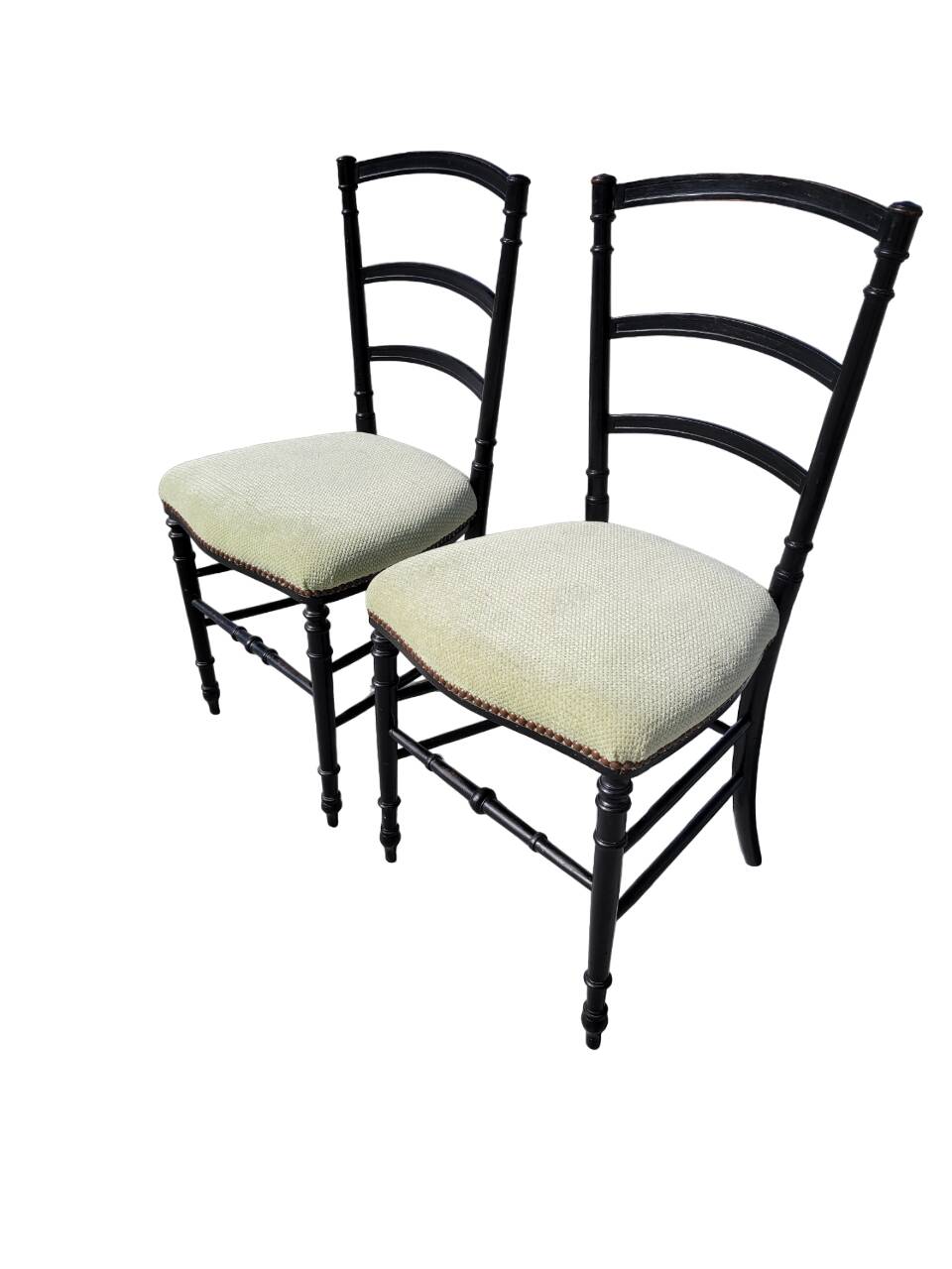 Pair of Napoleon III chairs in black stained wood