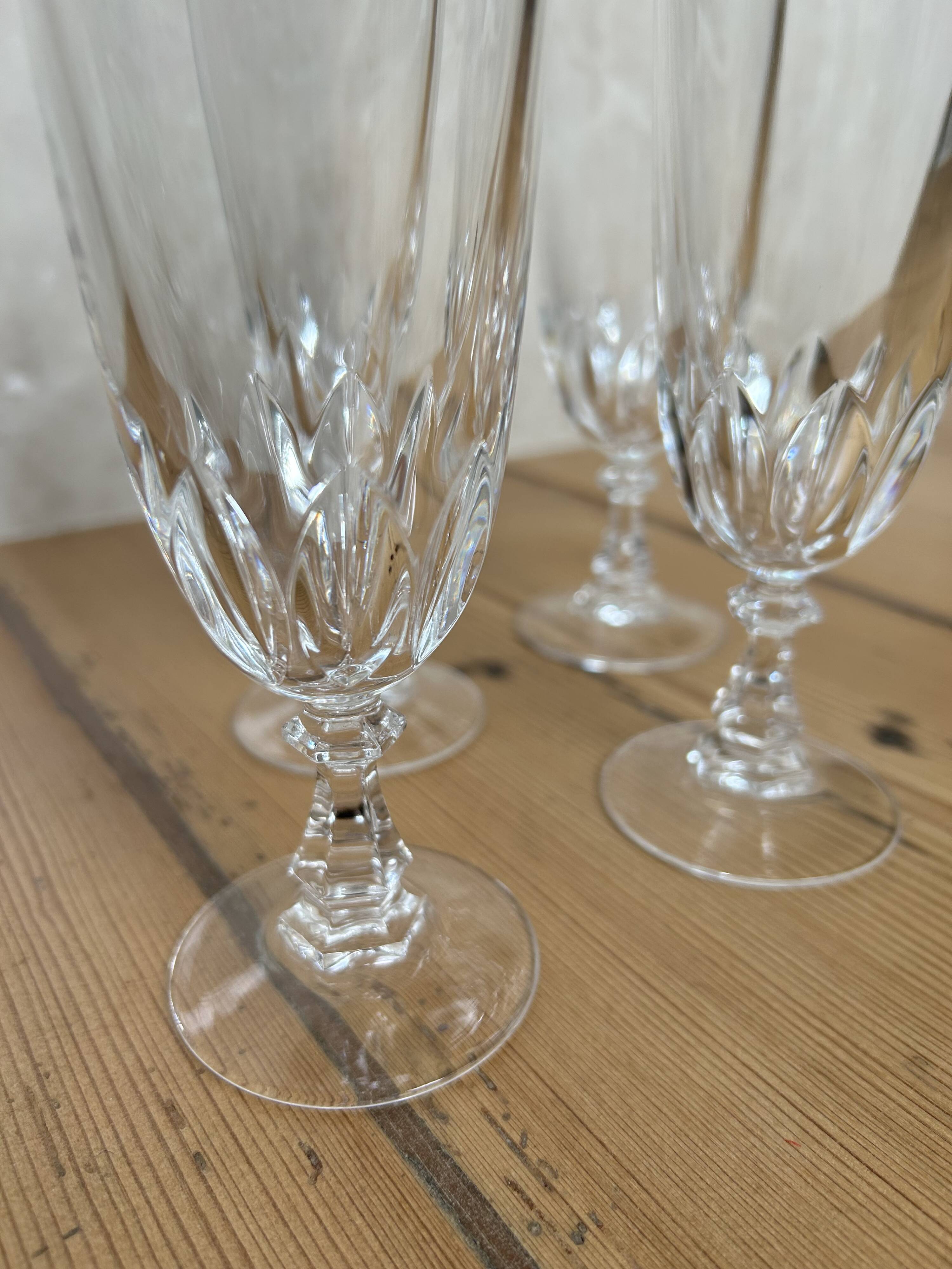 Set of 4 antique crystal flutes