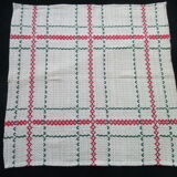 Nappe vintage et 8 serviettes en coton et lin  genre "linge basque" 1.33 x 1.76 m