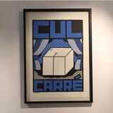Affiche "Cul Carré" verte 70x50 cm sérigraphie faite main signée numérotée