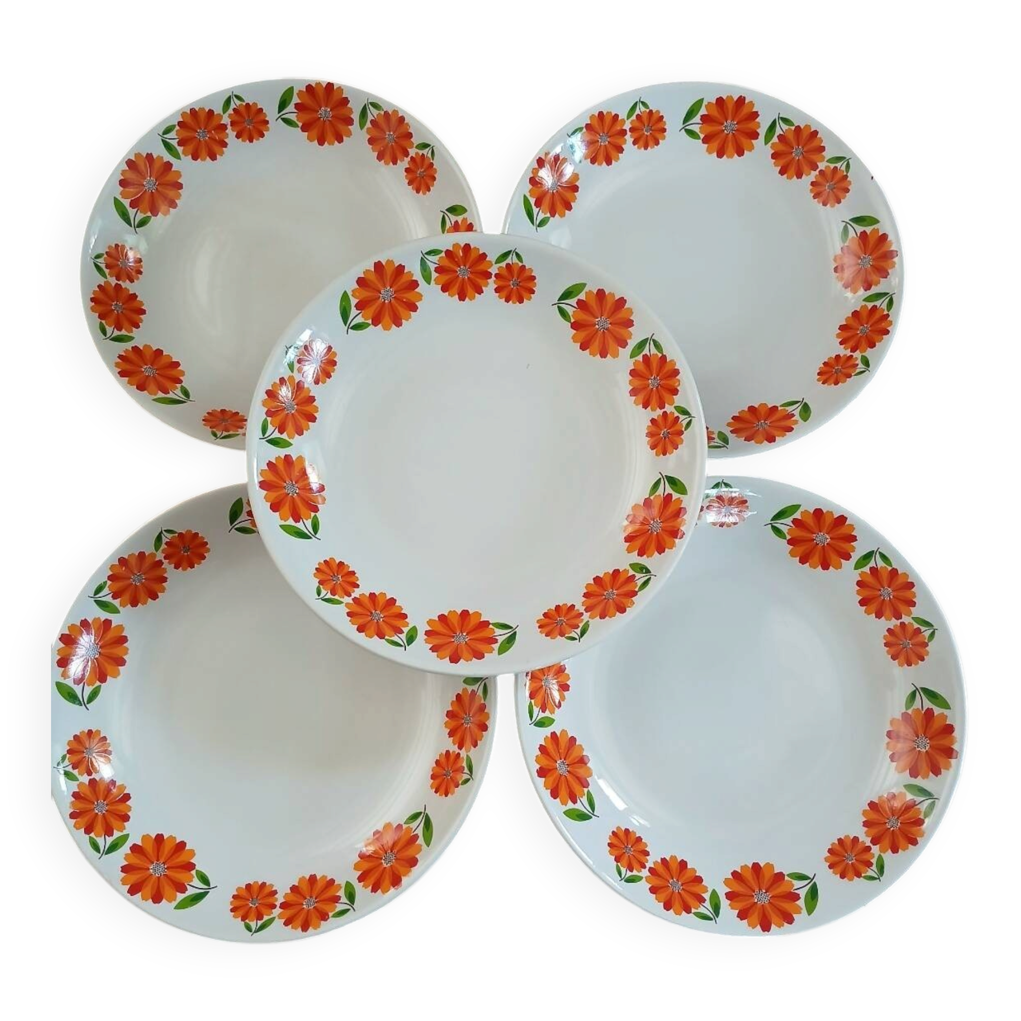 5 vintage deep plates Moulin des Loups