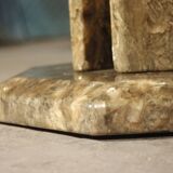 Octagonal post-modernist lounge table in marble beaded massive green quartz, Italy 1970s