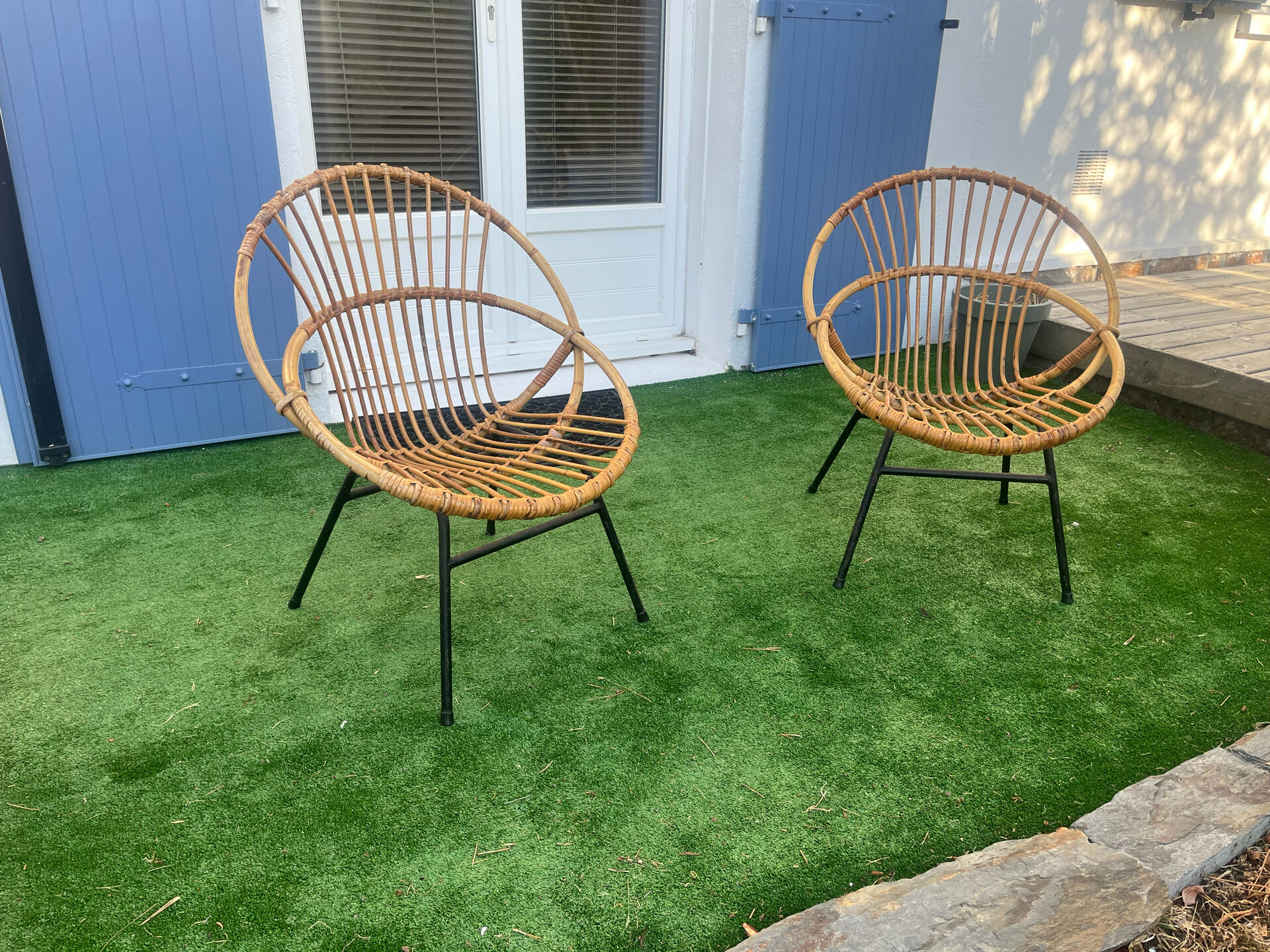 Rattan armchairs