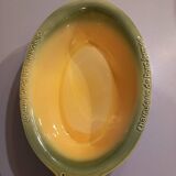 Plat breton en céramique vert et jaune