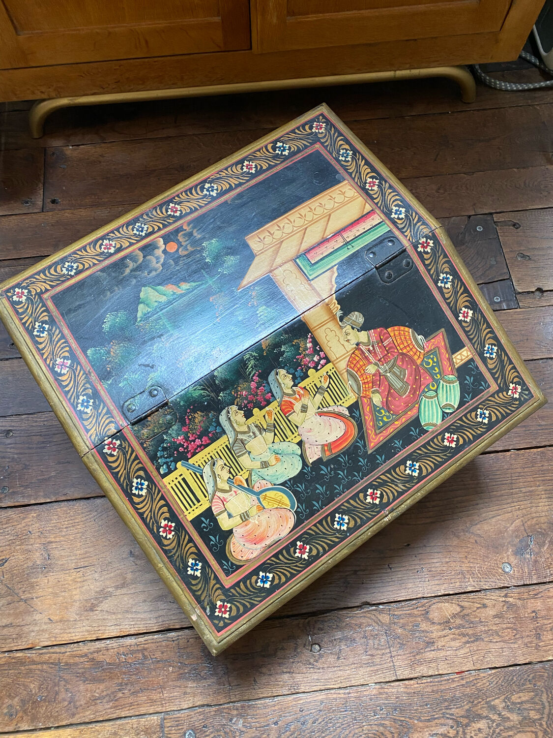 Ancient hand-painted Indian writing desk