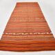 Pumpkin Orange Striped Turkish Woven Kilim Rug, 158x390 Cm