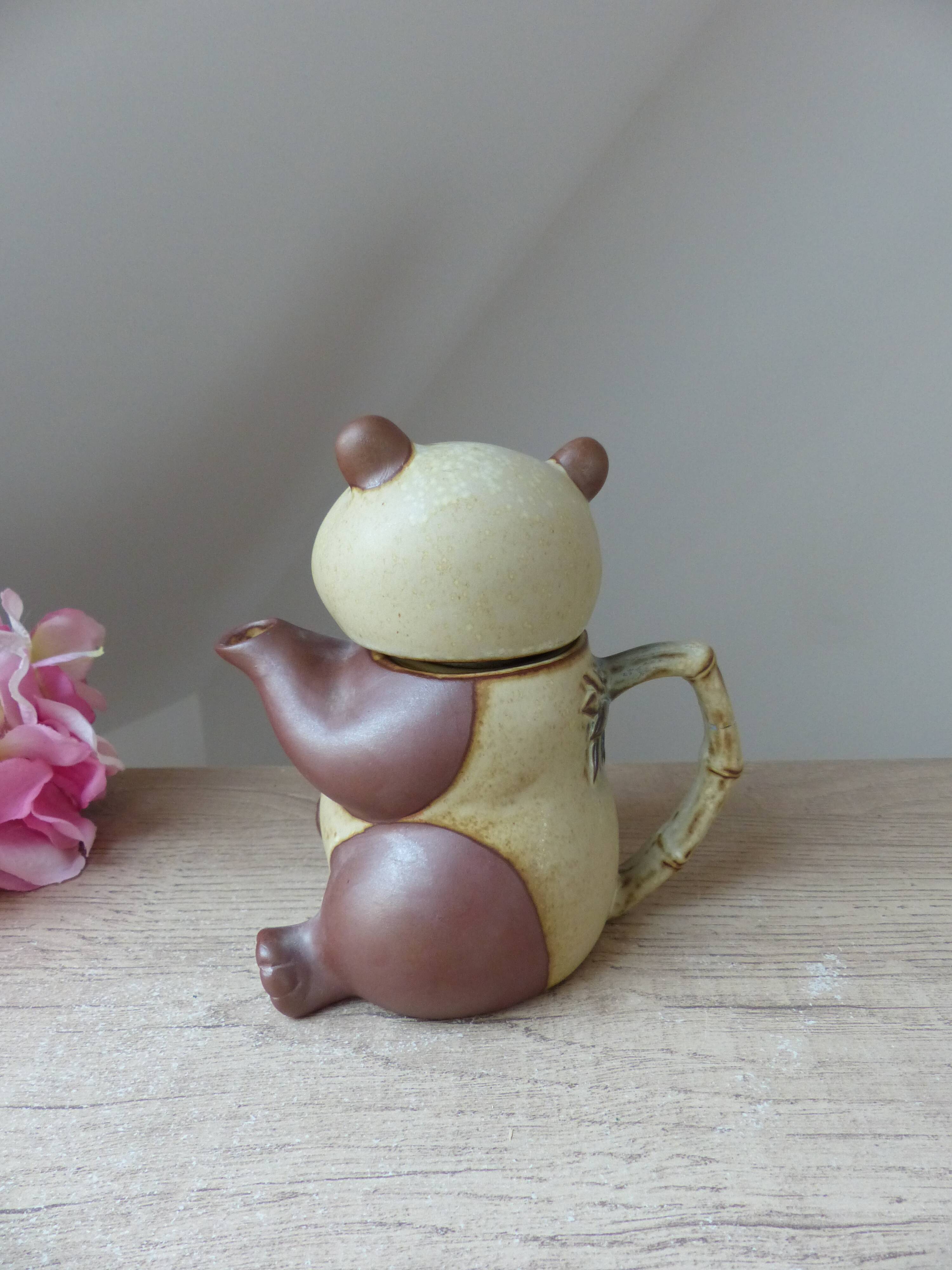 Vintage Authentic Zoomorphic Panda Teapot in Japanese Stoneware