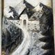 Tableau alpin en bois sculpté et peint