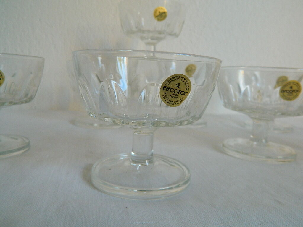 6 Arcoroc Glass Cups Set Nice Design 70s Selency