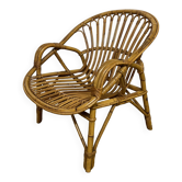 Rattan and bamboo basket armchair, 1960