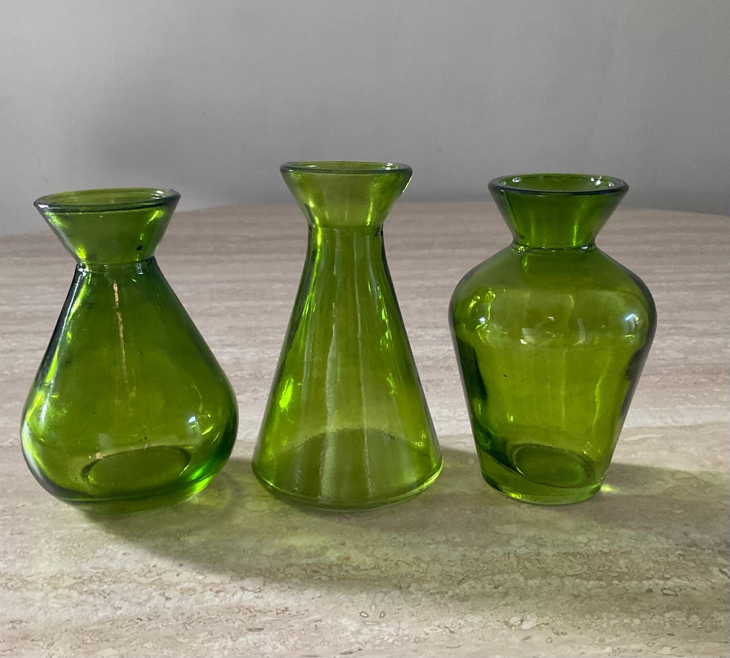 Trio of vintage molded glass vases