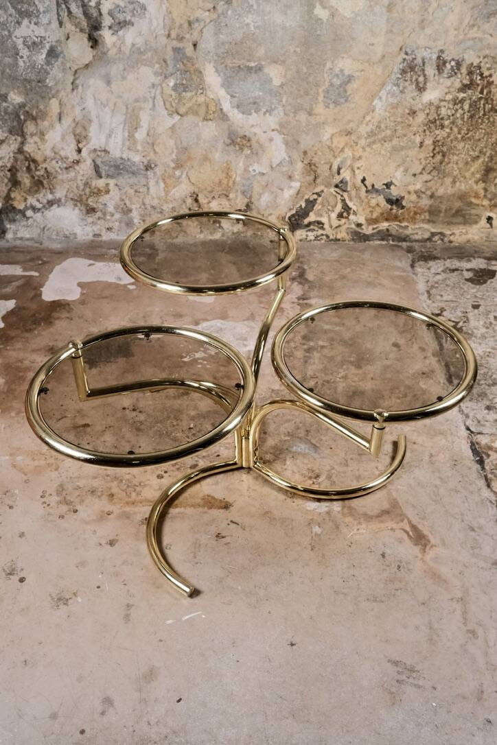 Modular brass coffee table, Morex, Italy, 1970