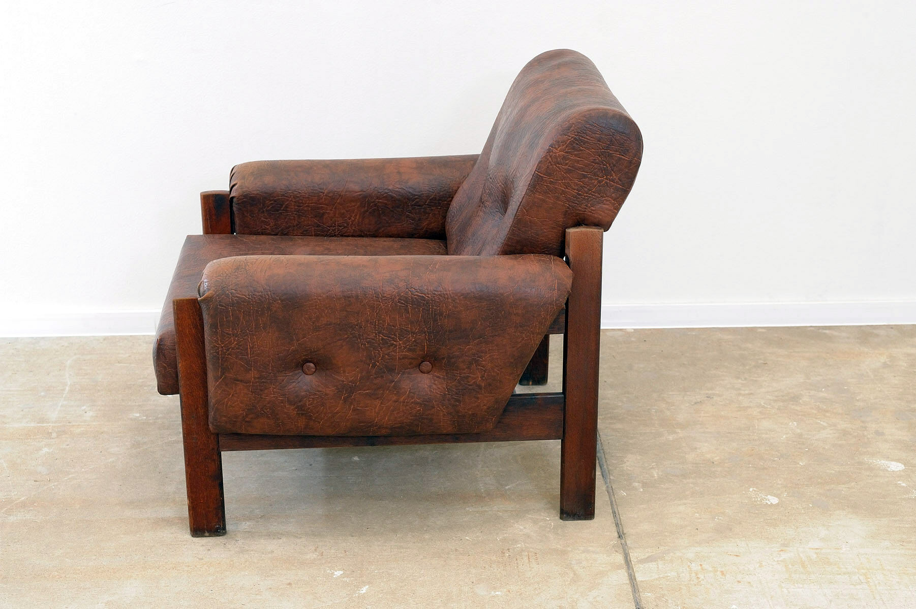 Ensemble de salon en similicuir vintage, années 1970, Tchécoslovaquie