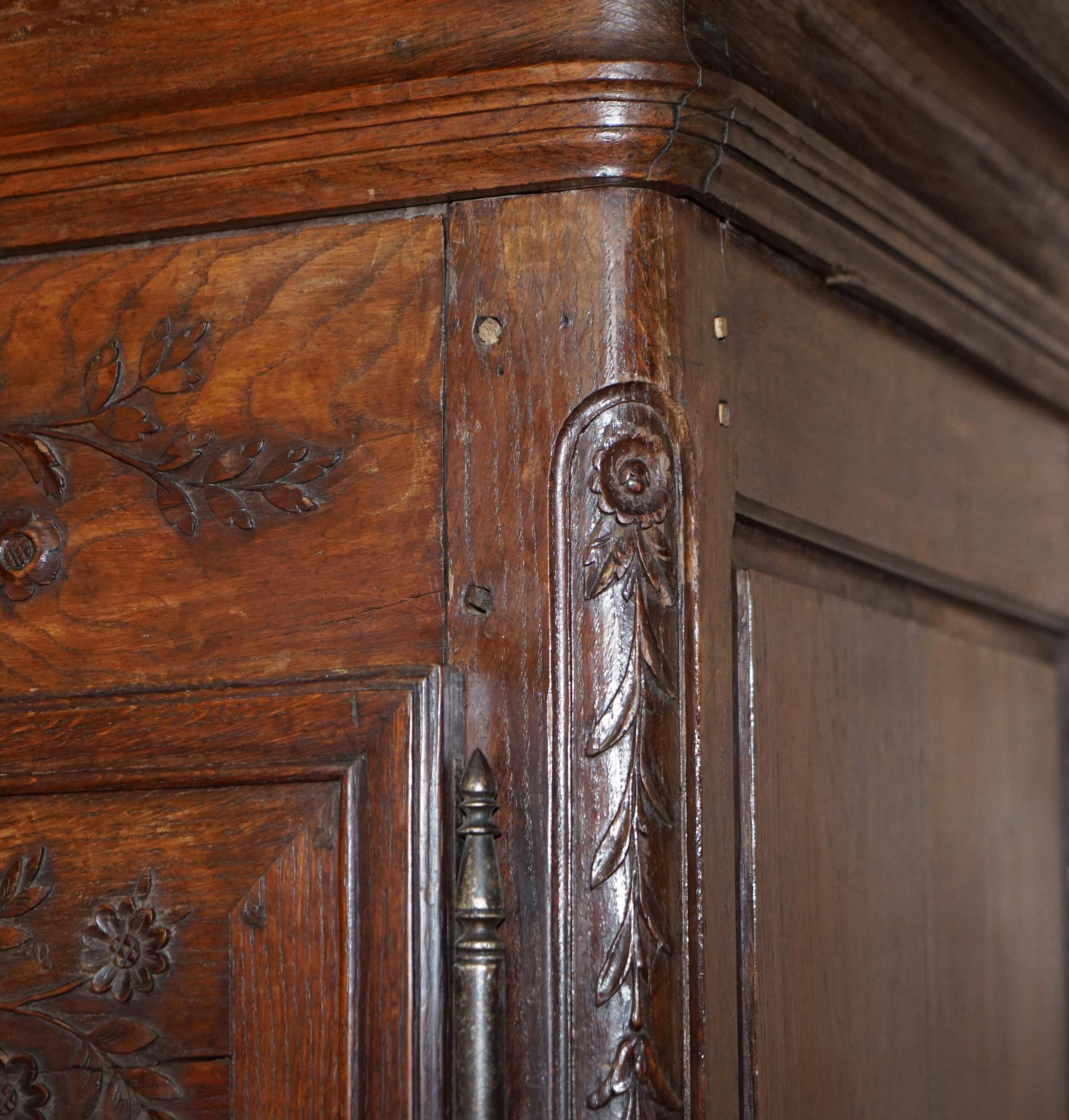 Antique Carved Wardrobe Dated 1844 with Shaped Panels