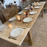 Solid oak table with birch extensions
