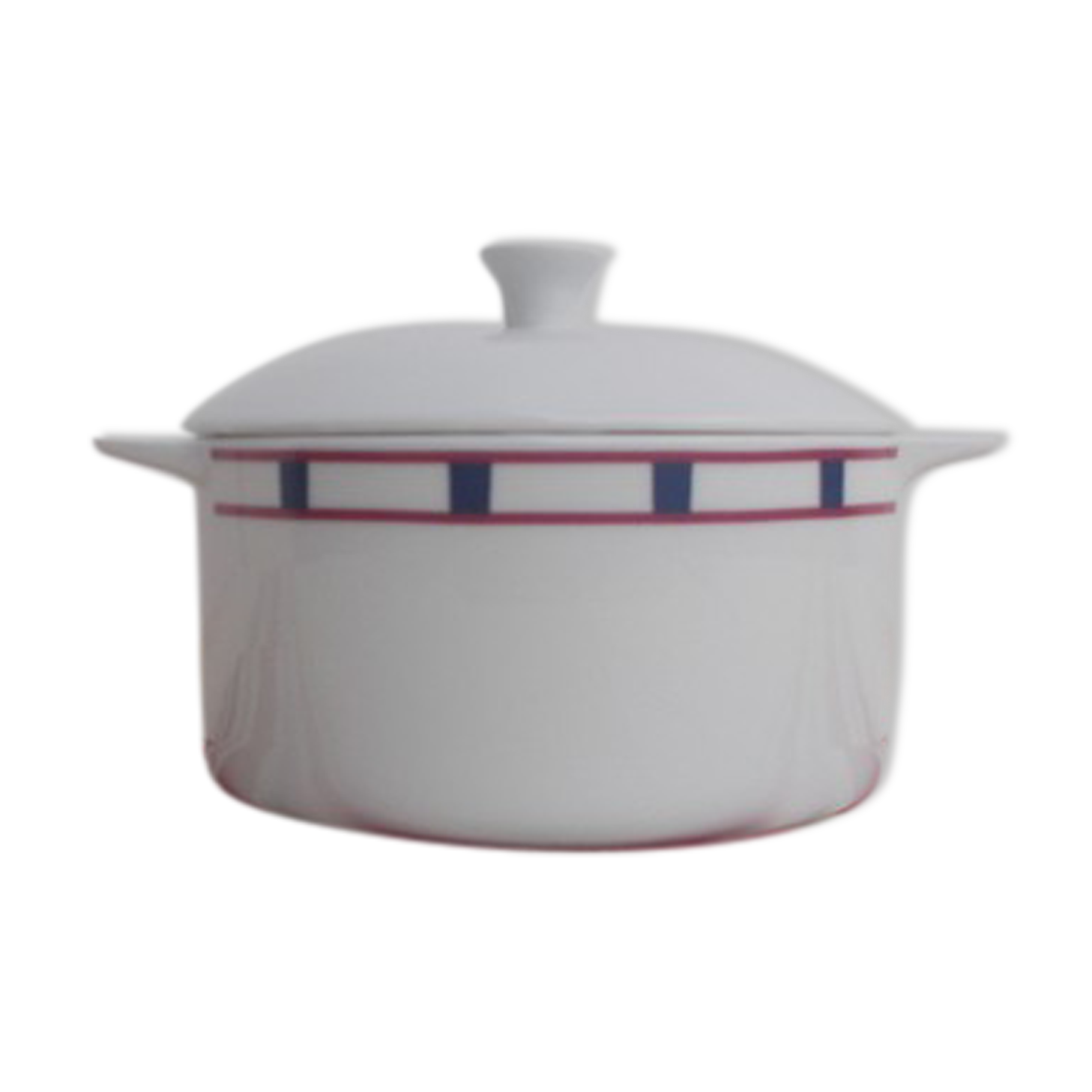 Cassolette basque bleu et rouge en porcelaine