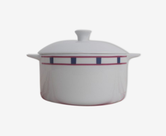 Cassolette basque bleu et rouge en porcelaine