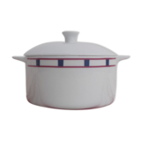 Blue and red basque cassolette in porcelain