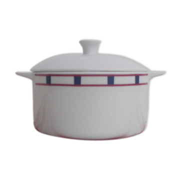 Cassolette basque bleu et rouge en porcelaine