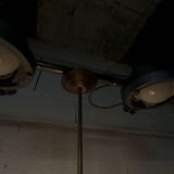 Chandelier 1930 double Opaline blown glass brass and copper