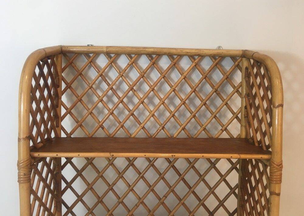 Rattan wall shelf. Attributed to Audoux-Minet