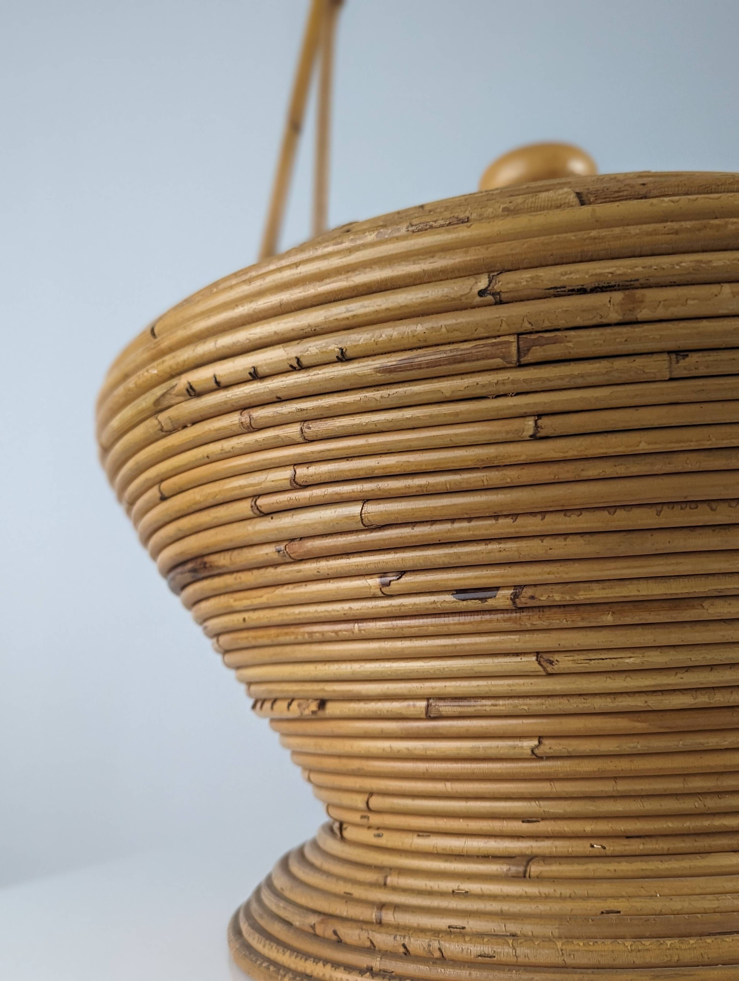 Large Rattan basket by Vivai del Sud, Italy 1960s