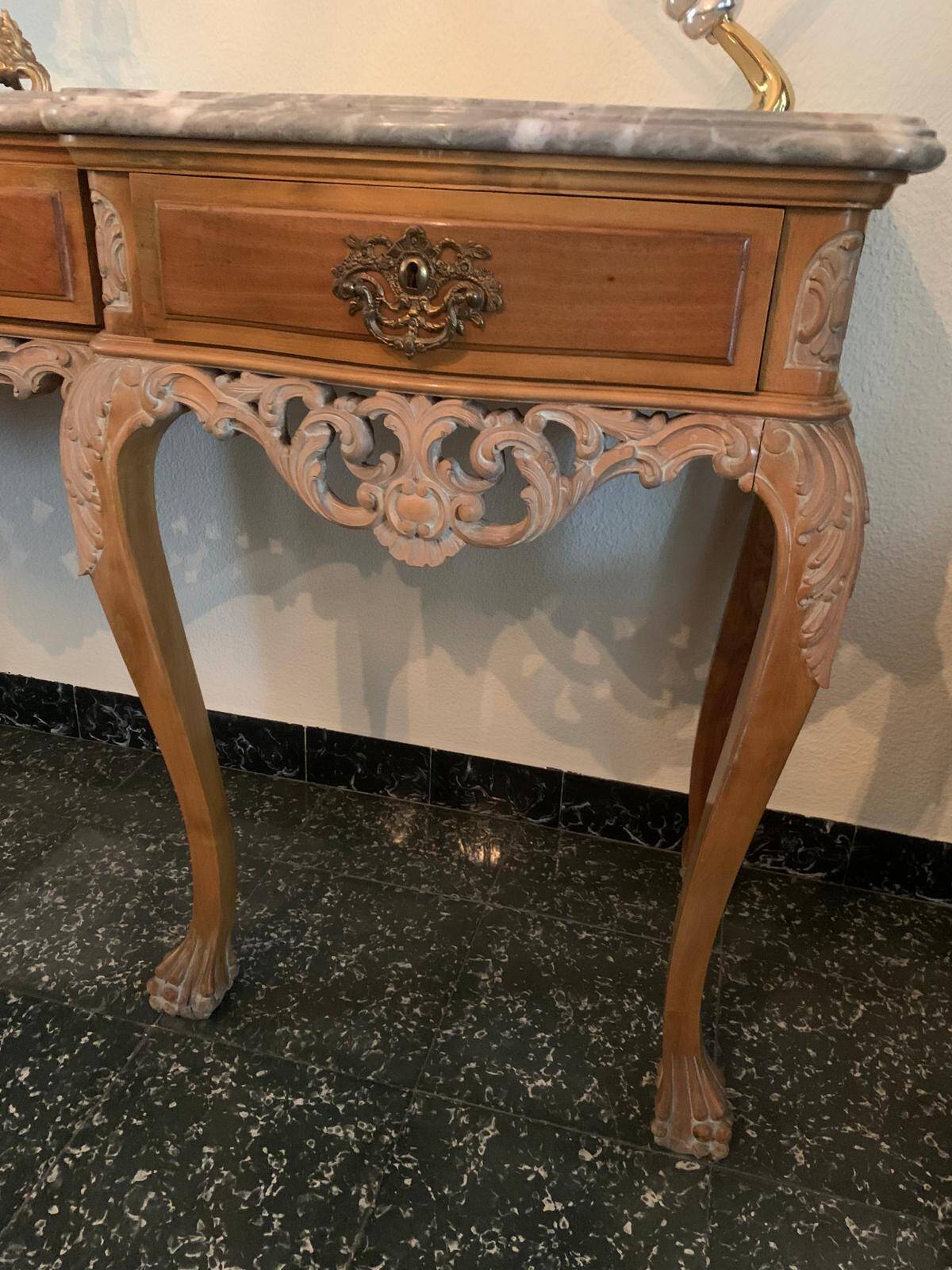 Louis XV style console with marble top