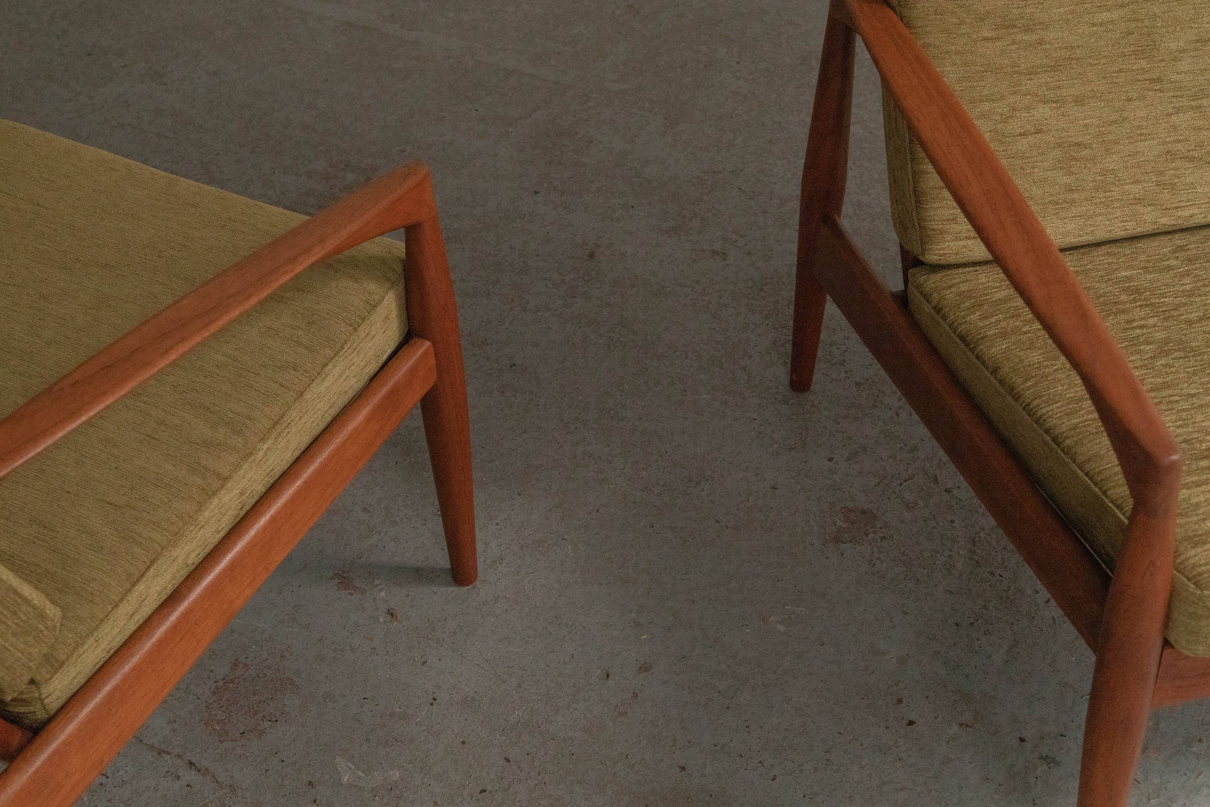 Set of 2 paperknife easy chairs by Kai Kristiansen, Denmark, 1960's