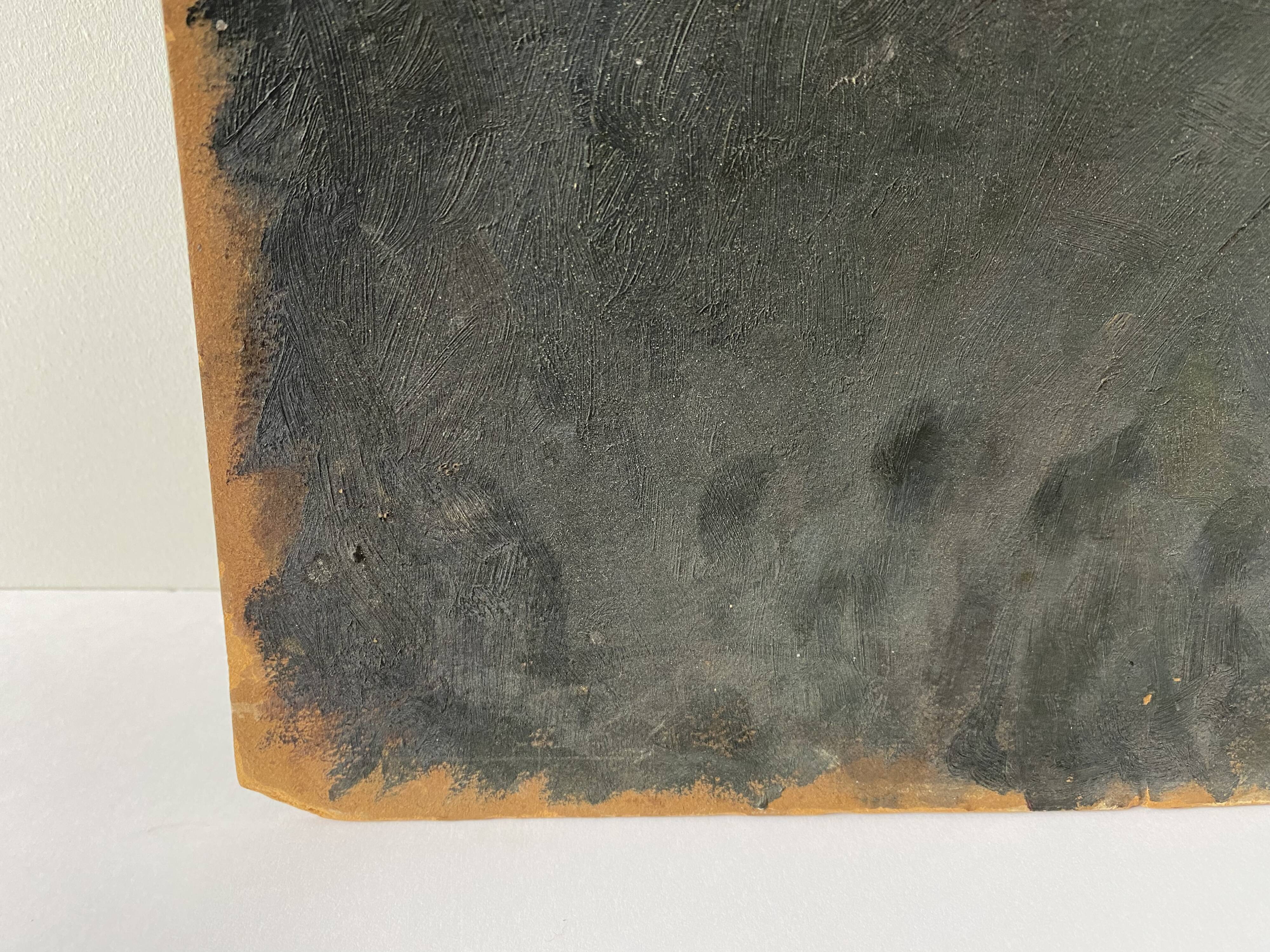 Oil portrait on cardboard of a man 50s