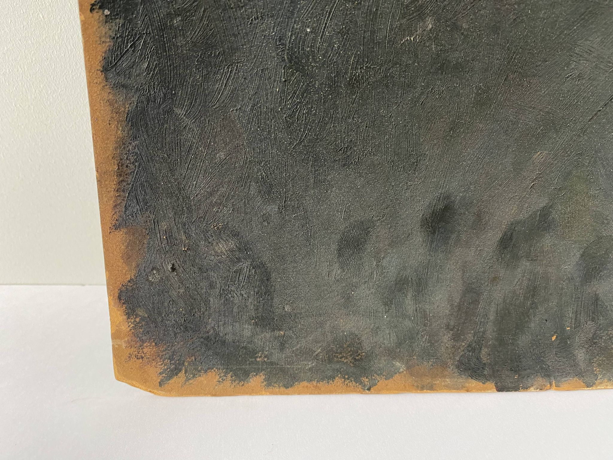 Oil portrait on cardboard of a man 50s