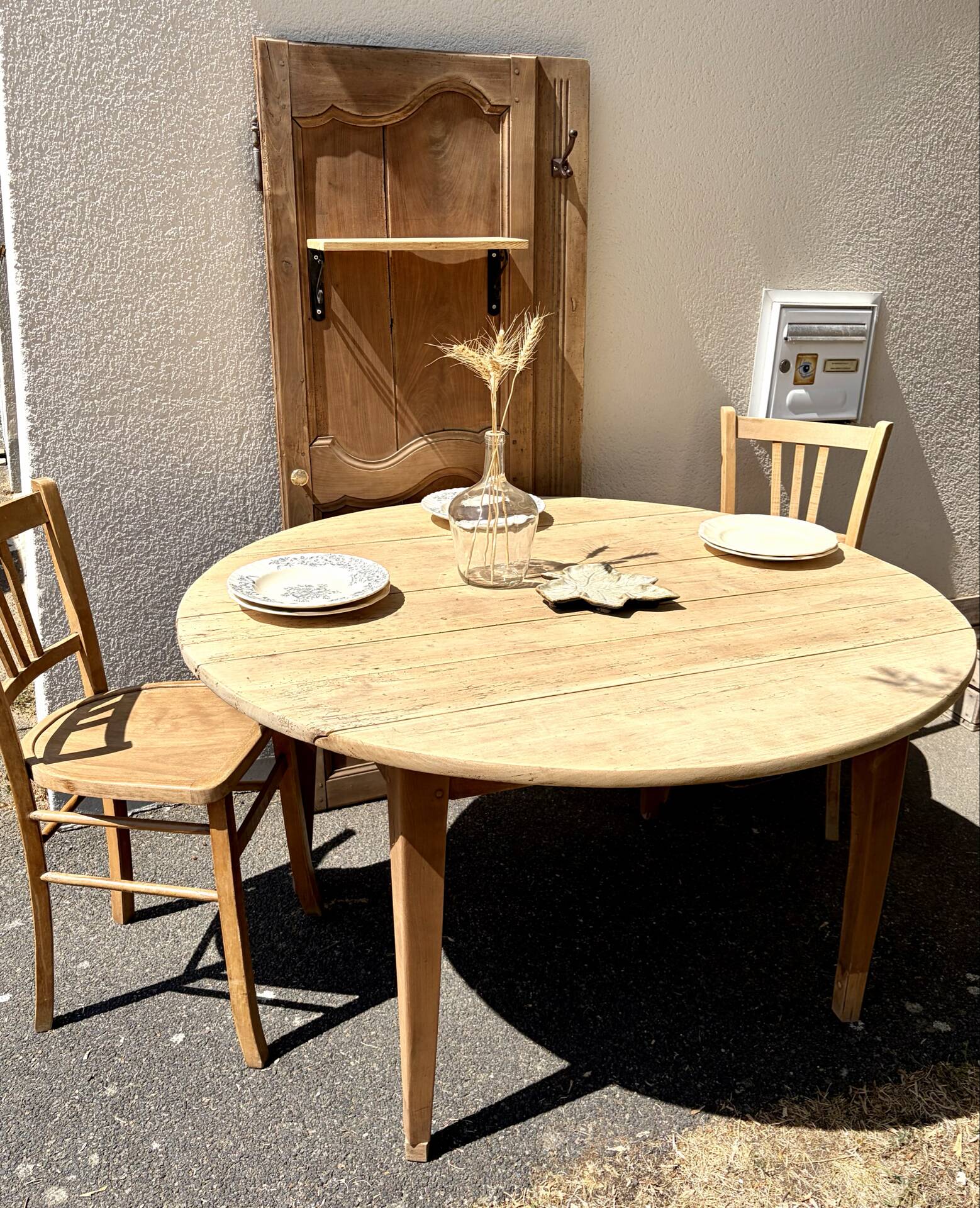 Table à rabat bois brut