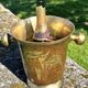Brass Enamel Cloisonne cooler, French Floral Champagne Ice Bucket