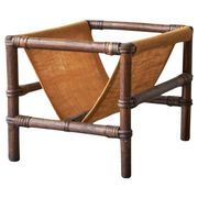 1970s canvas and bamboo magazine rack