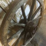 Oak and metal cart wheel