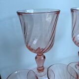 Set of 5 pink wine glasses 50s