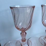 Set of 5 pink wine glasses 50s