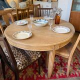 Table à manger extensible ovale Art Déco en bois