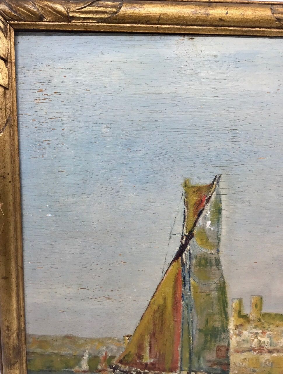 Old painting, sailboat, signed lower right, 70s/80s