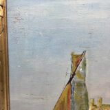 Old painting, sailboat, signed lower right, 70s/80s